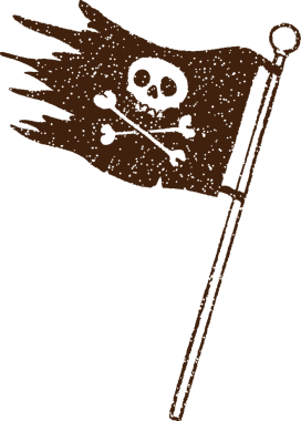 Bir insan tarafından çizilmiş Korsan Bayrağı Kömür Çizimi