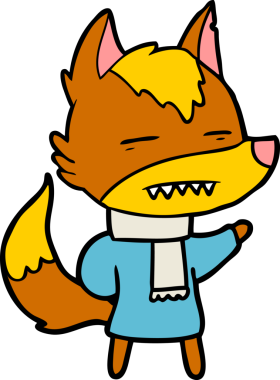 Bir insan tarafından çizilmiş tilki çizgi film karakteri