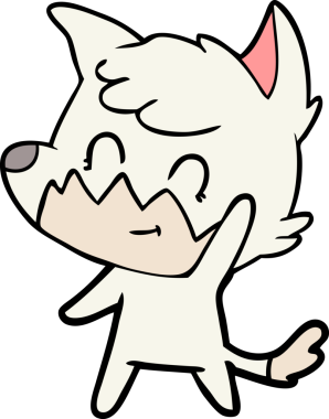 Bir insan tarafından çizilmiş çizgi film dostu tilki.