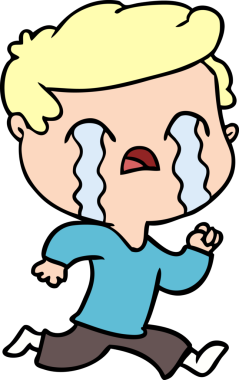 Bir insan tarafından çizilmiş ağlayan çizgi film adamı.