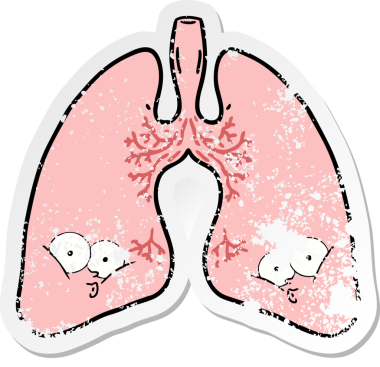 Bir insan tarafından çizilmiş karikatür akciğerlerinin sıkıntılı çıkartması.
