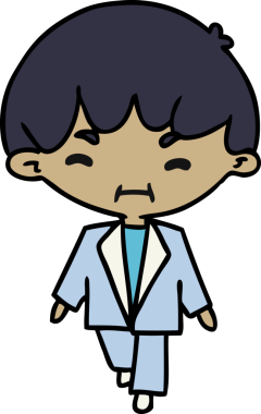 Çizim, kawaii. Takım elbiseli yakışıklı çocuk. Bir insan çizmiş.