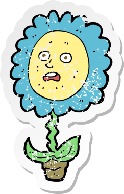 Bir insan tarafından çizilmiş bir karikatür çiçeğinin gerilmiş yapıştırması.