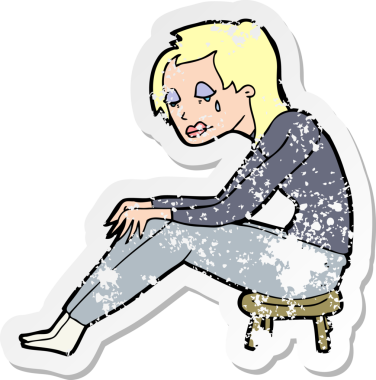 Bir insan tarafından çizilmiş, ağlayan bir karikatür çıkartması.