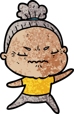 Çizgi film bir insan tarafından çizilmiş yaşlı bir kadın tarafından rahatsız edildi.