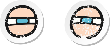 Bir insan tarafından çizilmiş kaşlarını çatan bir çizgi filmin gerilmiş yapıştırması.