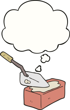 Bir insan tarafından çizilmiş düşünce baloncuğu ile tuğla döşeme