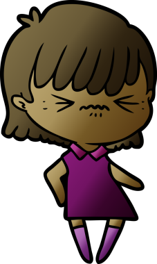 Bir insan tarafından çizilmiş kızgın çizgi film kızı.