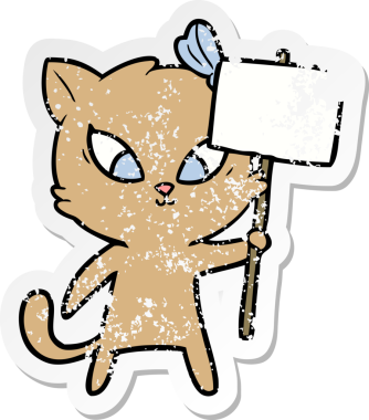 Bir insan tarafından çizilmiş karikatür bir kedinin sıkıntılı çıkartması.