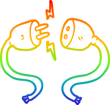 gökkuşağı gradyan çizgi çizimi bir insan tarafından çizilmiş fiş ve soket