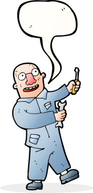 bir insan tarafından çizilmiş konuşma balonu olan karikatür tamircisi