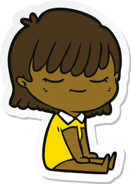 Bir insan tarafından çizilmiş bir karikatür kadının çıkartması.