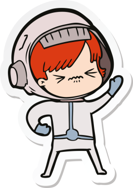 Bir insan tarafından çizilmiş astronot bir kadının çıkartması.