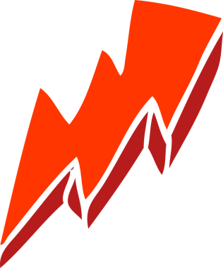 Bir insan tarafından çizilmiş karalama yıldırım sembolü.