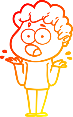 Bir insan tarafından şaşırtılarak çizilen çizgi film karakterinin sıcak çizgi çizimi.