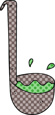 Bir insan tarafından çizilmiş çizgi roman tarzı tuhaf bir kepçe.