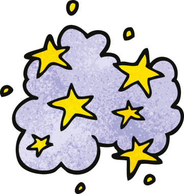 bir insan tarafından çizilmiş sihirli bir bulut.