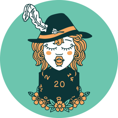 Bir insan tarafından çizilmiş 20 zarlı insan ozan ikonu