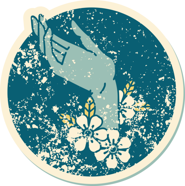 Bir insan tarafından çizilmiş sembolik dövmeli bir el resmi