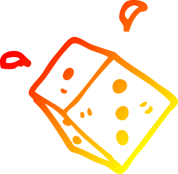 Bir insan tarafından çizilen yuvarlanan zar çizgisinin sıcak gradyan çizimi