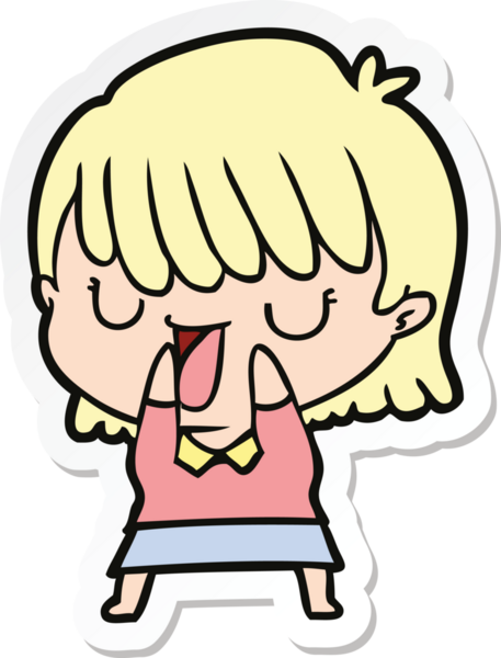 Bir insan tarafından çizilmiş bir karikatür kadının çıkartması.