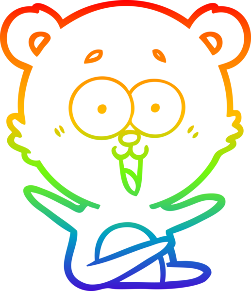 Bir insan tarafından çizilmiş gülen oyuncak ayının çizdiği gökkuşağı gradyan çizgisi.