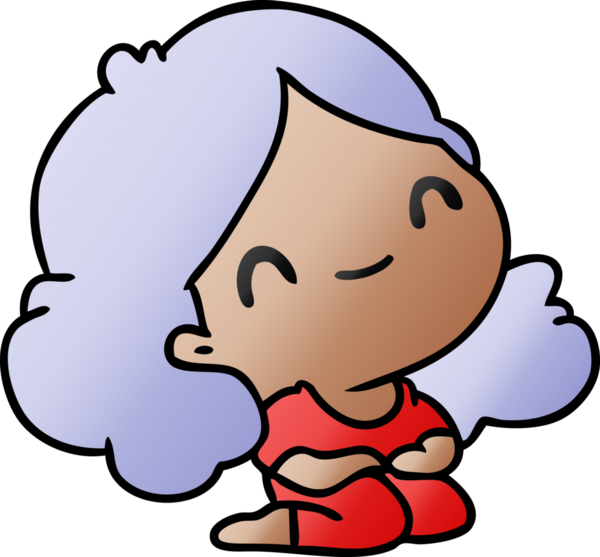 Bir insan tarafından çizilmiş sevimli bir kawai kızının gradyan çizimi.