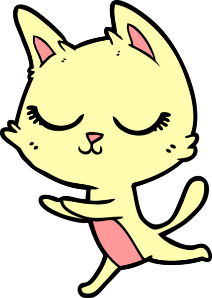 Bir insan tarafından çizilmiş sakin çizgi film kedisi.