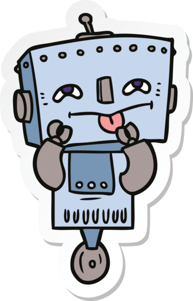 Bir insan tarafından çizilmiş robot karikatür çıkartması.