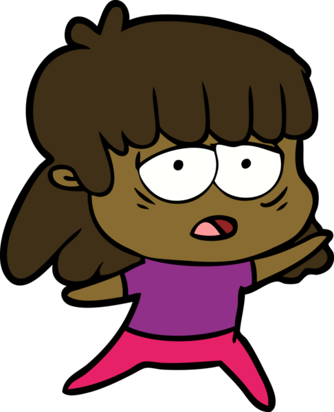 Bir insan tarafından çizilmiş yorgun bir kadın.