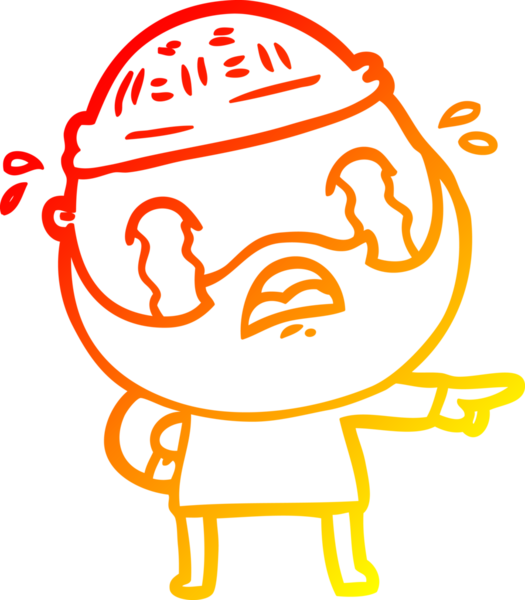 Bir insan tarafından çizilmiş ağlayan sakallı bir adamın sıcak çizgi çizimi.