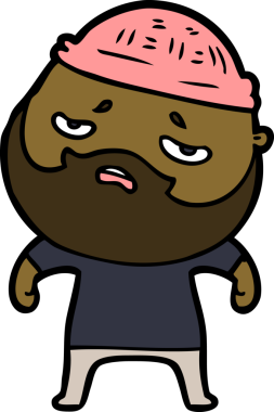 Bir insan tarafından çizilmiş sakallı endişeli bir adam.