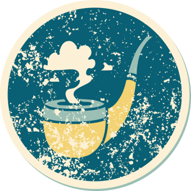 Bir insan tarafından çizilen sigara tiryakisi piposunun sembolik dövmeli görüntüsü