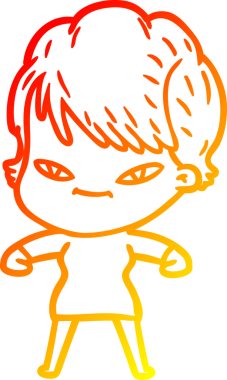 Bir insan tarafından çizilmiş mutlu bir kadının çizgi çizimi.