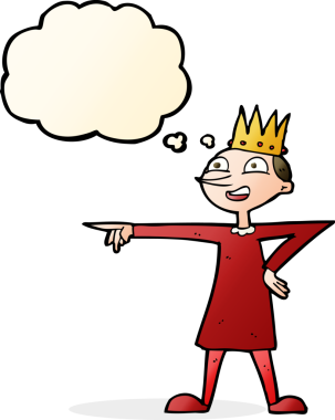 Bir insan tarafından çizilmiş düşünce balonuyla prensi gösteren çizgi film.