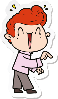 Bir insan tarafından çizilmiş heyecanlı bir adamın çıkartması.