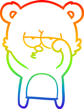 Bir insan tarafından çizilmiş sıkılmış bir ayı çizgi filminin çizimi.