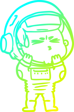 Bir insan tarafından çizilen soğuk gradyan çizgi çizimi stresli astronot