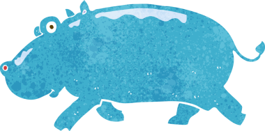 Bir insan tarafından çizilmiş su aygırı çizgi filmi.