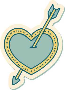 Bir insan tarafından çizilmiş ok ve kalp şeklinde dövme çıkartması.