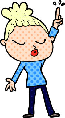 Bir insan tarafından çizilmiş sakin bir kadın çizgi filmi.