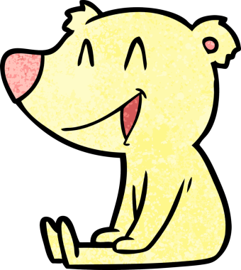 Oturan ayı çizgi filmi bir insan tarafından çizilmiş.