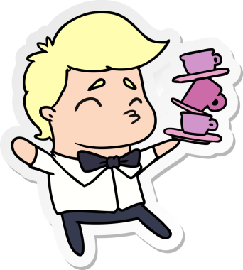 Bir kawaii 'nin insan tarafından çizilmiş şirin bir garsonun çizdiği karikatür çizimi.