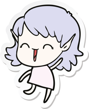 Bir insan tarafından çizilmiş bir elf kızının çıkartması.