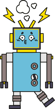 Bir insan tarafından çizilmiş sevimli bir robot karikatürü.