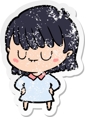 Bir insan tarafından çizilmiş karikatür bir kadının sıkıntılı çıkartması.