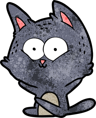 Bir insan tarafından çizilmiş çizgi film kedisi.