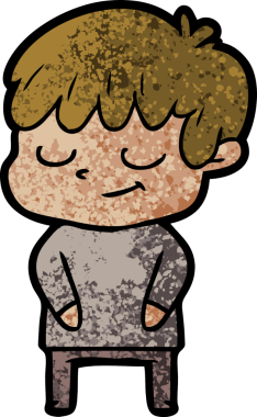 Bir insan tarafından çizilmiş mutlu çocuk çizgi filmi.