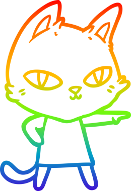 Gökkuşağı gradyan çizgi çizimi Bir insan tarafından çizilen çizgi film kedisi