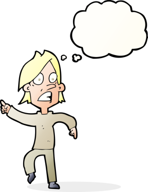 Bir insan tarafından çizilmiş düşünce kabarcığını gösteren endişeli bir çizgi film.